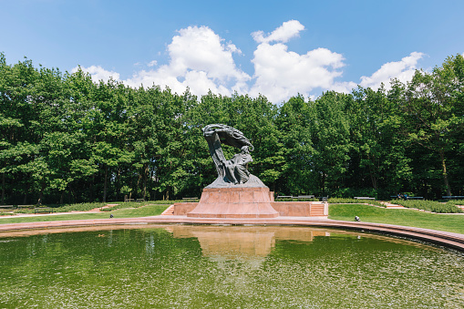 Frederic Chopin monument in Royal Baths Park Warsaw Poland