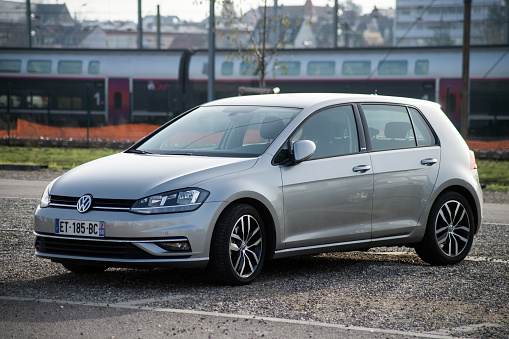 Mulhouse - France - 24 February 2021 - Front view of new Volkswagen Golf parked in the street