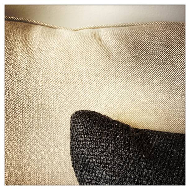 Black Pillow on Beige Sofa