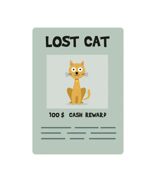 Vector illustration of Lost cat poster vector illustration