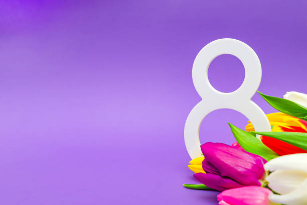 March 8 International Womens Day Tulips On A Purple Background Place For  Text Stock Photo - Download Image Now - iStock