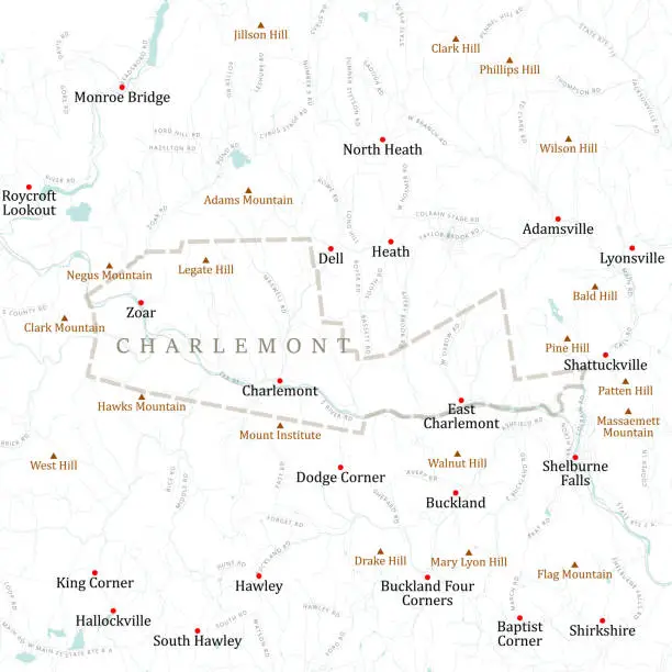 Vector illustration of MA Franklin Charlemont Vector Road Map