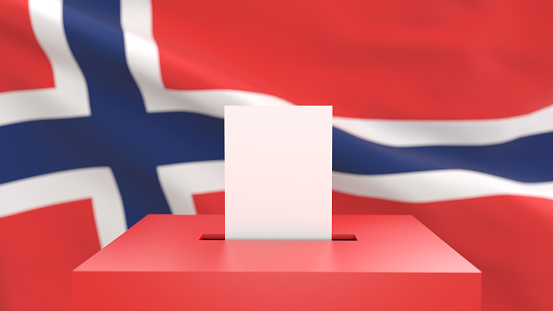 Desk calendar with Norwegian flag. 3D rendering isolated on white background