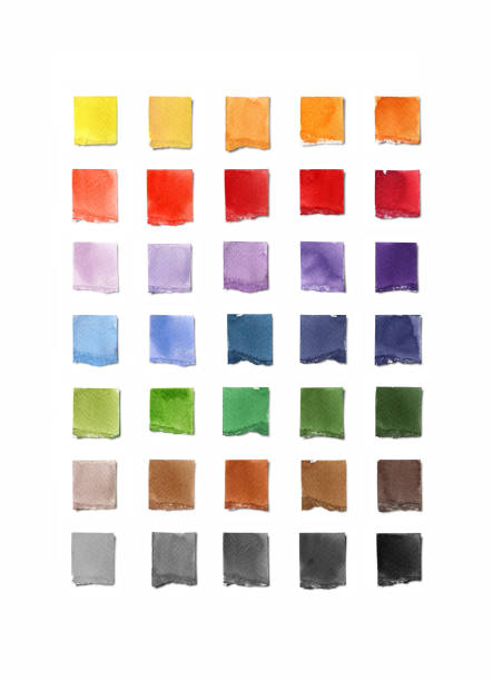 carta colori acquerello fatta a mano - pantone 2021 foto e immagini stock