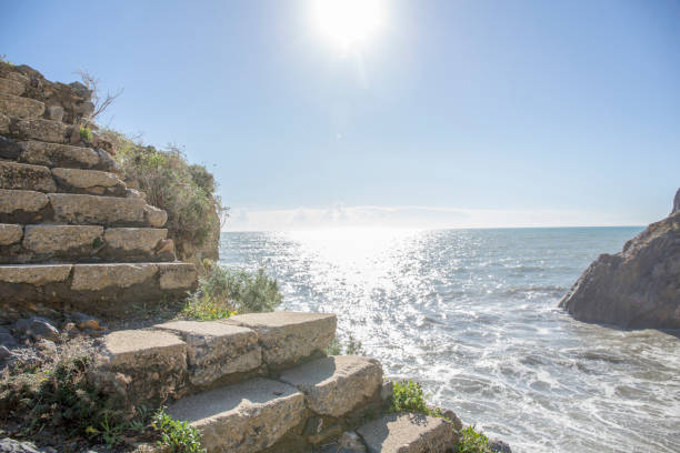 istock Scenic view of stone staircase, rock promontory 1303912842