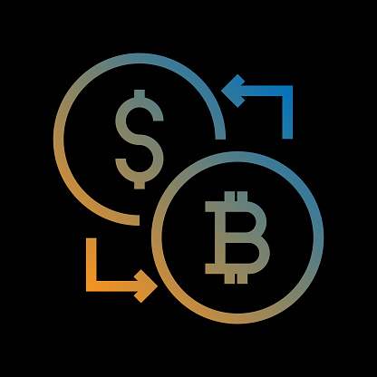 Cryptocurrency Exchange Line Icon, Outline Vector Symbol