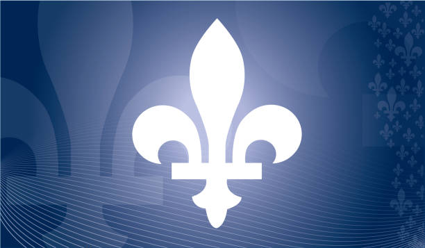 istock Quebec province of Canada emblem over blue abstract background 1303915308