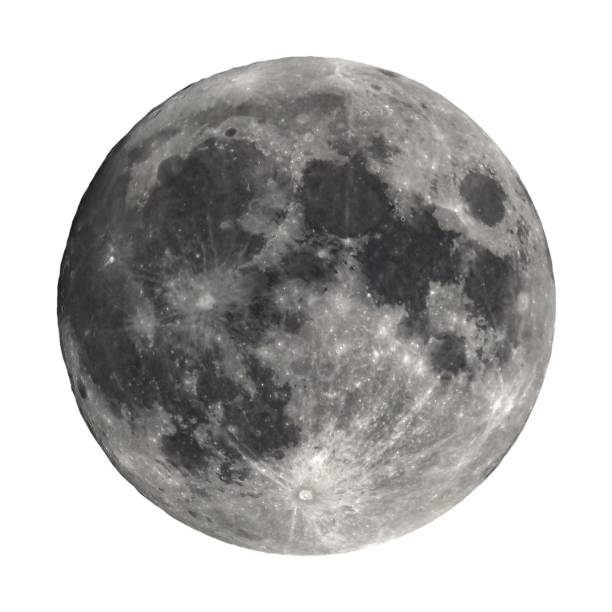 istock Full moon seen with telescope isolated over white 1303921148