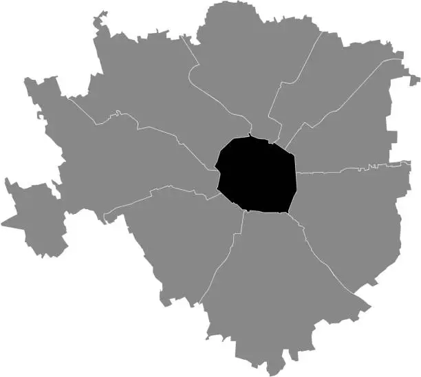 Vector illustration of Location map of the Municipio 1 Zone of Milan, Italy (Centro storico)