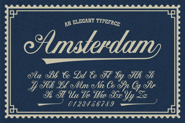 ilustrações de stock, clip art, desenhos animados e ícones de a luxury script font - handwriting old fashioned letter old