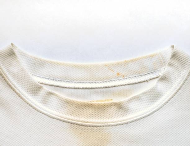 istock Dirty collar on athletic shirt due to sweat and perspiration 1303929657