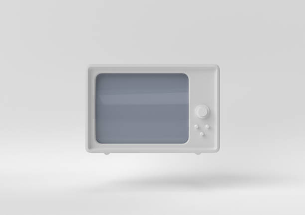 istock white retro old tv floating on white background. minimal concept idea. 3D render. 1303938621