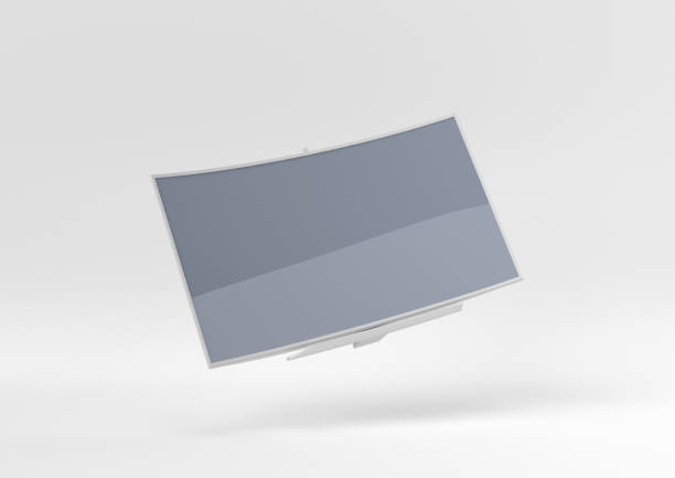 white tv floating on white background. minimal concept idea. 3D render.