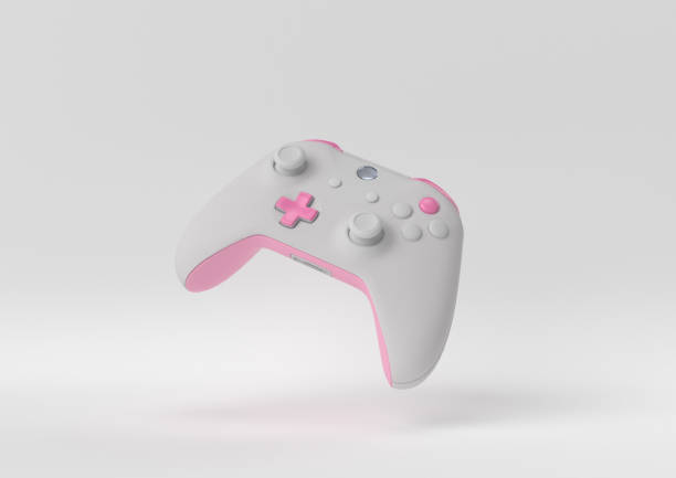 istock Pink The best Game pad floating on white background. minimal concept idea. 3d render. 1303938724