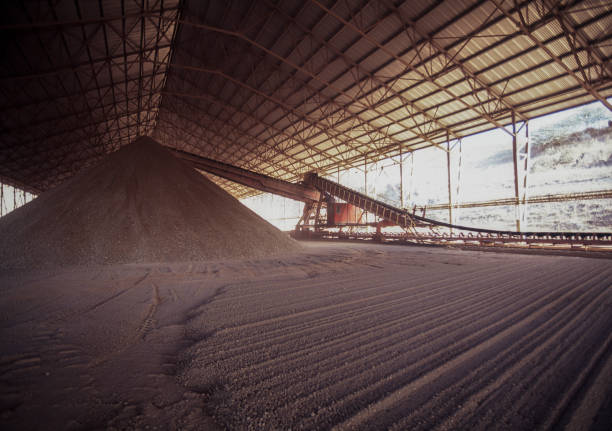 istock Warehouse with cement clinker in cement factory, Venezuela 1303939731