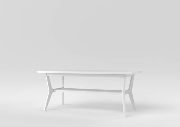 istock White modern table or dining table on white background. minimal concept idea. monochrome. 3d render. 1303941436