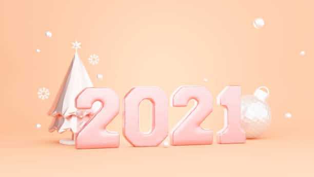 istock 3d render of happy new year 2021 with decoration 1303953018