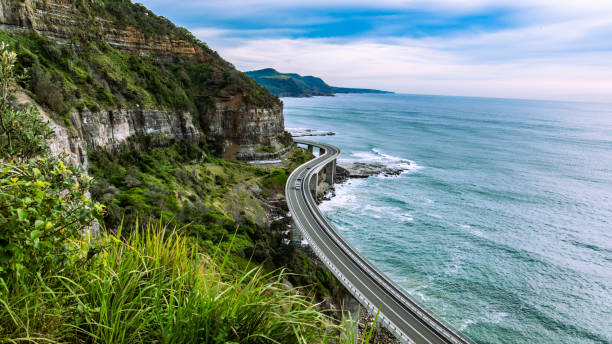istock Seacliff bridge seen from a hill along the coastline 1303955079
