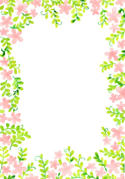 ilustrações de stock, clip art, desenhos animados e ícones de ivy pink flower frame for decoration on wedding event and spring season. - fern forest ivy leaf
