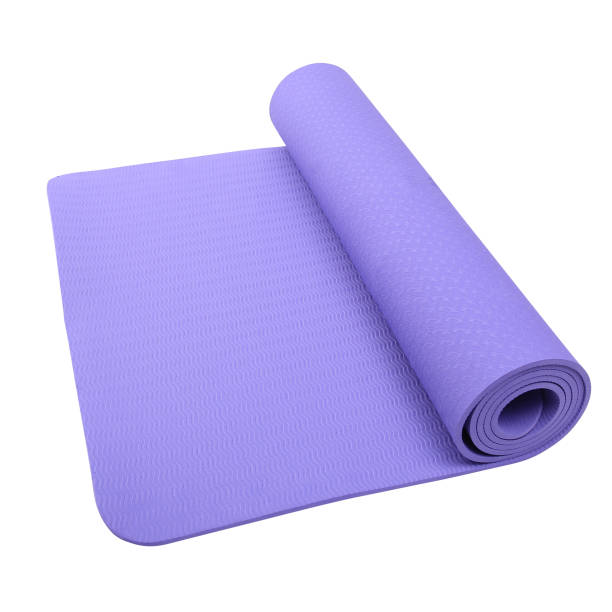 istock color rolled up Yoga mat isolated 1303956971