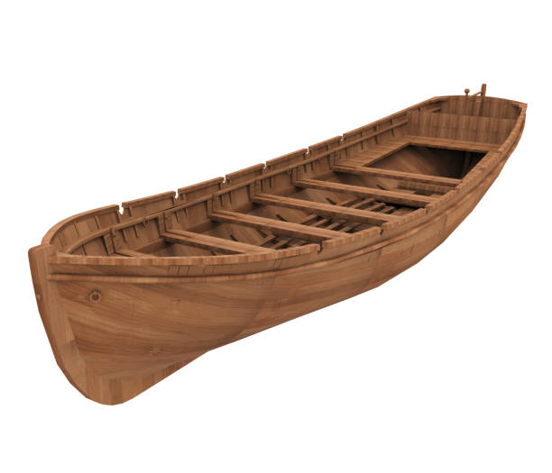 image of wooden fishing boat isolated on white background