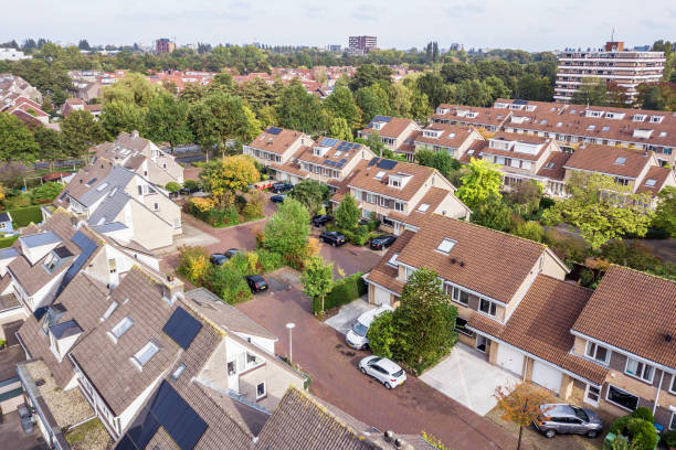 istock Drone view of residential area 1303967124