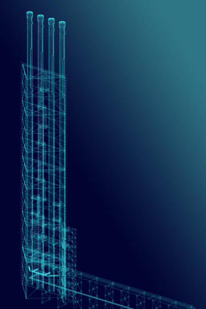 istock Holographic Scheme of the Flare stack. 3d-rendering 1303969863