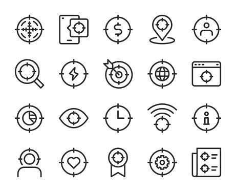 Target Concept Line Icons Vector EPS File.