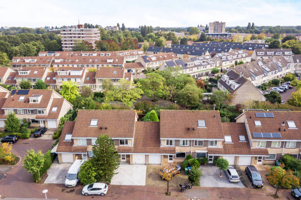 istock Drone view of residential area 1303976171