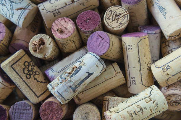 istock Background of old vintage wine corks 1303976355