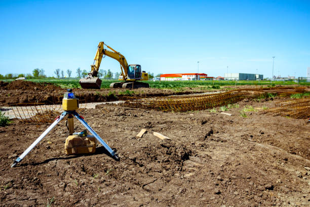 istock Modern device makes topographic measurements with laser, total center 1303977776