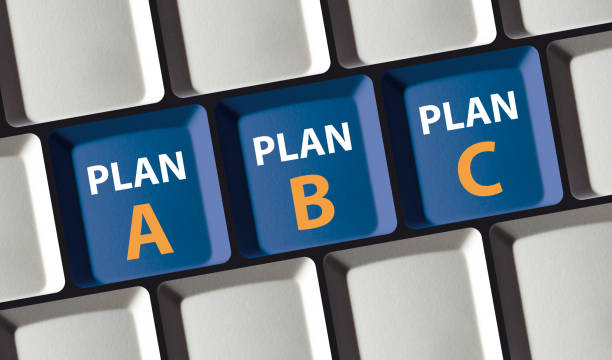 plan a b or c - select computer keyboard for different approaches or strategies - fiscal cliff imagens e fotografias de stock