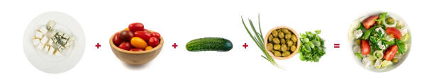 istock Recipe for a Greek Salad or Horiatiki Step by Step 1303978722