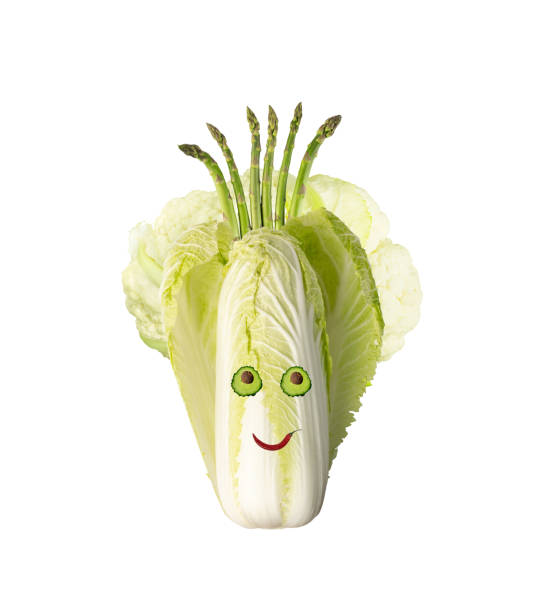 Food face creative composition, fun healthy vegetables concept