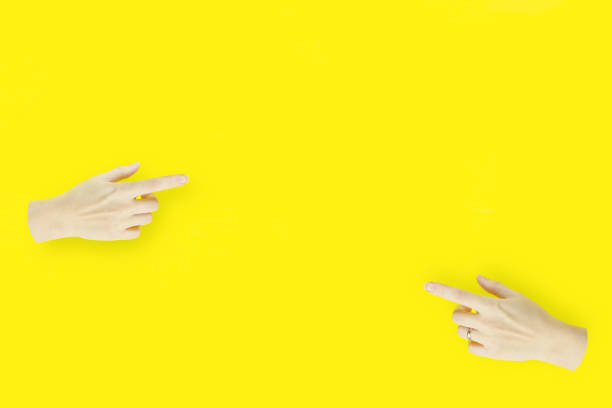 istock Hands show direction or pointed something. Hands sign 1303979044