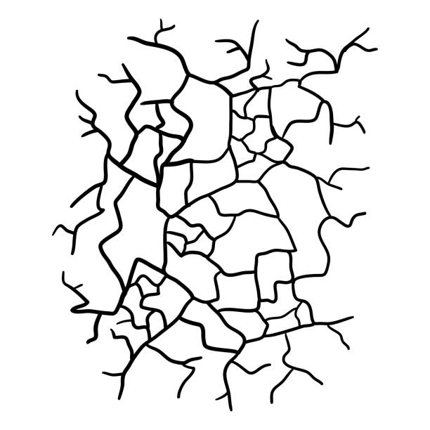 kintsugi czarny kontur izolowany na białym tle, ilustracja do projektowania i wystroju - crackle stock illustrations