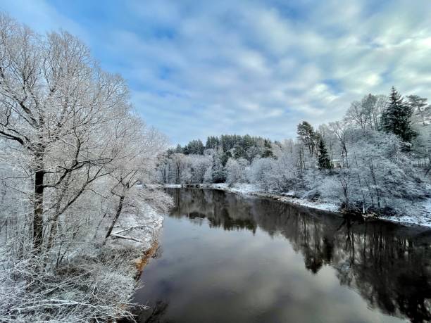 istock Gauja river coast line ice snow Latvia Vidzeme 1303982923