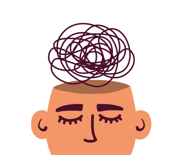 istock Depression, anxiety, mental health issues concept with human head and confused thoughts 1303989115
