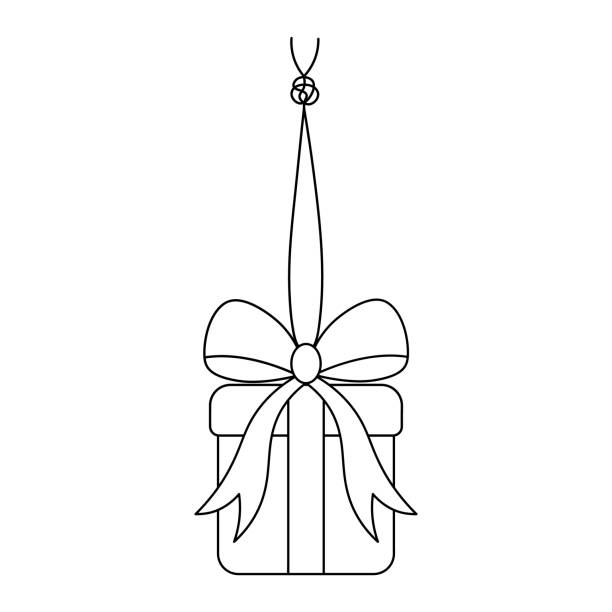The surprise box hangs on a string with a knot. Sketch. The gift in the box is tied with a bow. Vector illustration. Coloring book for children. Hanging decoration. A cute present is suspended on a string. Delivery of holiday parcels. Birthday. The surprise box hangs on a string with a knot. Sketch. The gift in the box is tied with a bow. Vector illustration. Coloring book for children. Hanging decoration. A cute present is suspended on a string. Delivery of holiday parcels. Birthday. Getting positive emotions. Isolated white background. Doodle style. Idea for web design, invitations, postcards. Festive print. ropes tied together stock illustrations
