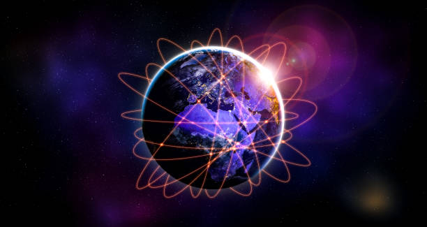 istock Global network connection covering the earth with lines of innovative perception 1303990416