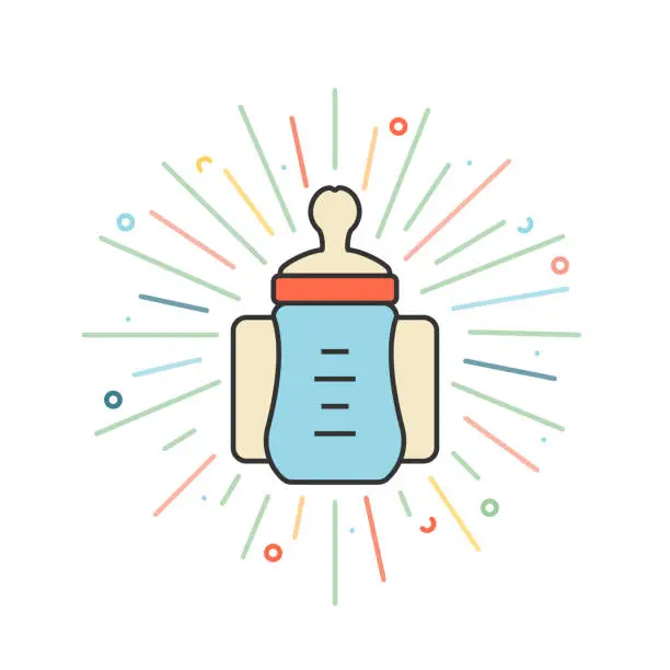 Vector illustration of Baby Bottle Line Icon