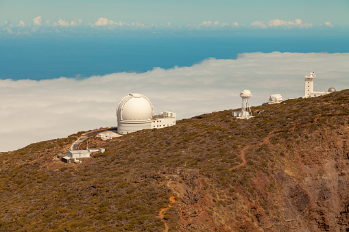 La Palma, Spain - November 1, 2016: Overview of some of the telescopes at the Roque de los Muchachos Observatory, ORM, astronomical observatory located in the municipality of Garafía, Canary Islands.