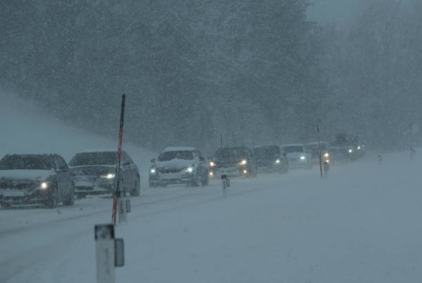 istock traffic jam in the winter 1303996641
