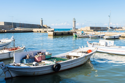 Batroun, Lebanon - December 21, 2018: Batroun small harbor, port on the Mediterranean sea, Lebanon