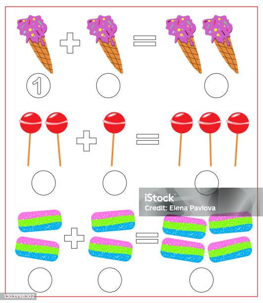 Educational Game For Kids Solve Math Examples For Addition Fold Sweets ...