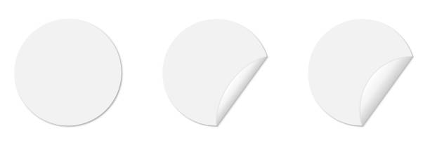istock Set of circle adhesive stickers with folded edges and shadow 1303999312