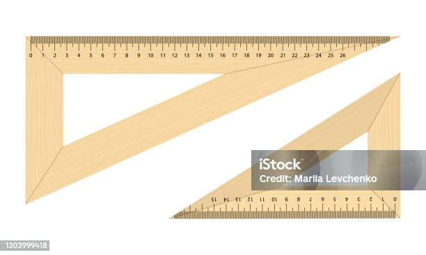 Trigonal Rulers Set Of 2 Wooden Triangular Rulers Stock Illustration - Download Image ...