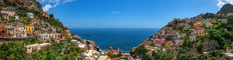 Positano, one of the most famous tourist cities in the world, on the Amalfi coast of Itilia