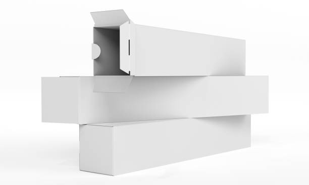 istock Blank Tall Box Package Template. Isolated White Box Wrapping 3D Mock-up. Open And Closed 1304003825