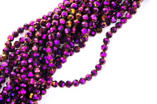 istock Beautiful Light purple Glass Sparkle Crystal Isoalted Beads on white background. Use for diy 1304004966